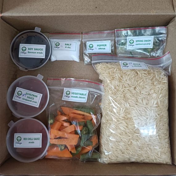 <span id="prdtsize">Cooking Kit for</span><br> Schezwan Veg Fried Rice